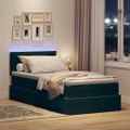 vidaXL LED úložná posteľ s matracom Tmavozelená 100 x 200 cm Zamat