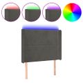 vidaXL Čelo postele s LED tmavosivé 103x16x118/128 cm zamat