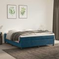 vidaXL Posteľný rám s boxspringom tmavomodrý 160x200 cm zamat