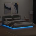vidaXL Posteľný rám s čelom a LED svetlami sivý sonoma 200x200 cm