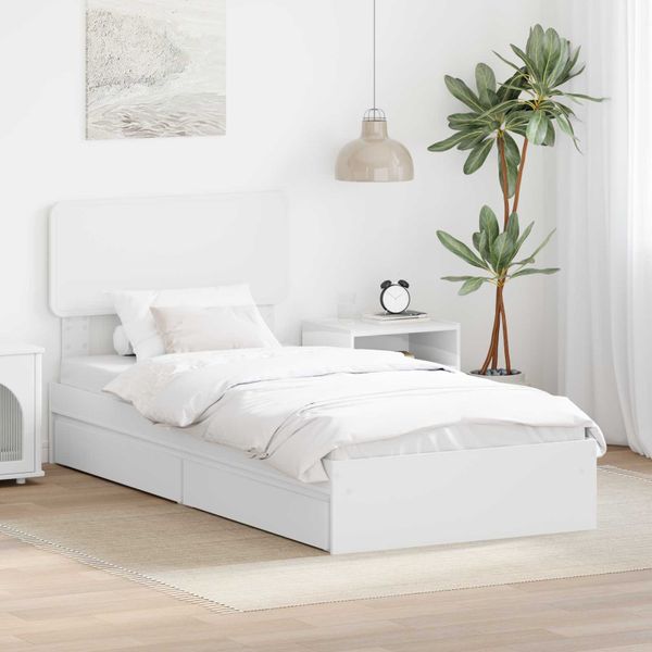 vidaXL Úložná posteľ so zásuvkou Biela 90 x 200 cm Kompozitné drevo
