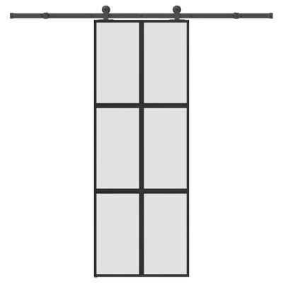 vidaXL Posuvné dvere s kovaním 76x205 cm tvrdené sklo a hliník úzke
