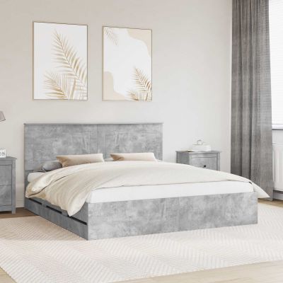 vidaXL Rám postele Betónová šedá 200 x 200 cm Inžinierske drevo