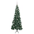 vidaXL Rohový umelý vianočný strom s 300 LED-i Zelená 210 cm PVC a kov