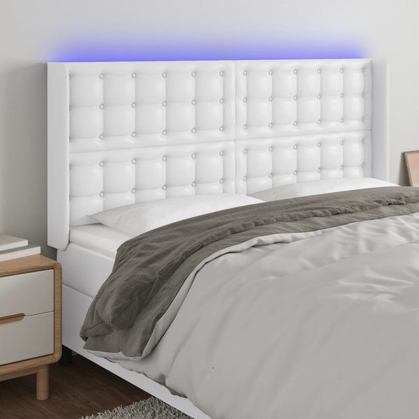VidaXL Čelo postele biele 203x16x118/128 cm umelá koža