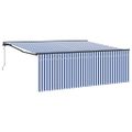 vidaXL Sklopná markíza Modrá a biela 400 × 300 cm Polyester a hliník