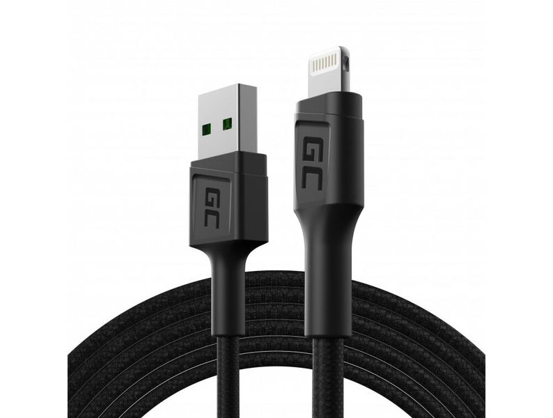 Green Cell KABGC18 rýchlonabíjací kábel Power Stream USB-A - Lightning 200cm pre Apple 2.4A