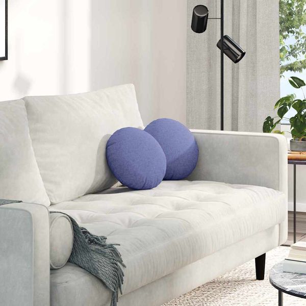 vidaXL Vankúše na sedenie 2 pcs Modrá džínovina Ø30 x 13 cm látka