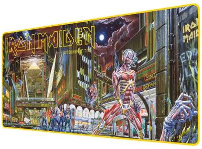 Iron Maiden herní podložka XXL/ V2/ 90 x 40 cm herní podložka pod myš XXL, 90 × 40 cm, Iron Maiden Somewhere in Time, protiskluzová základna, šité okraje, 3 mm