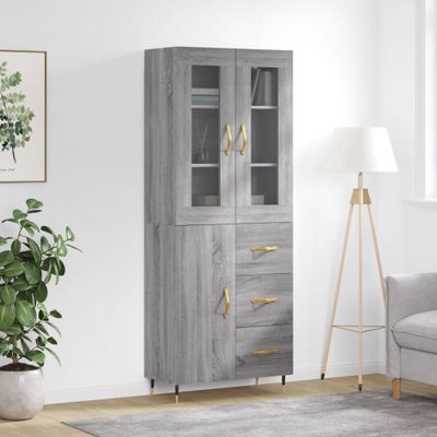 vidaXL Vysoká skrinka sivý dub sonoma 69,5x34x180 cm spracované drevo