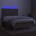 vidaXL Posteľ boxsping s matracom a LED sivohnedá 140x200 cm látka