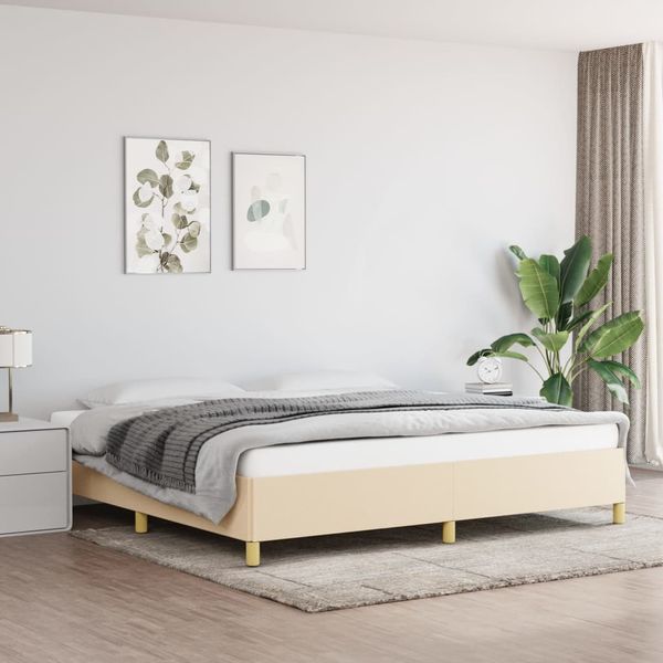 vidaXL Posteľ bez matraca krémová 200x200 cm látka