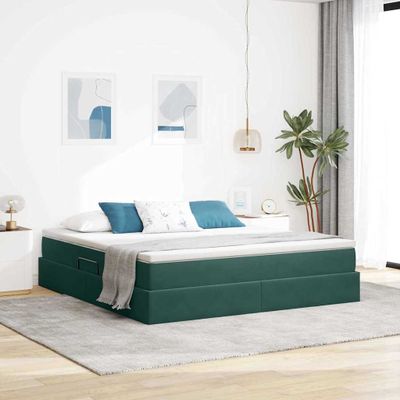 vidaXL Postel s úložným prostorem a matrací Tmavozelená 180 x 200 cm