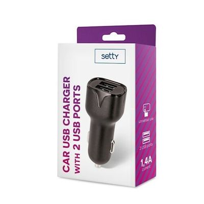 SETTY USB autonabíjačka 2xUSB 1,4A (GSM094333) čierna