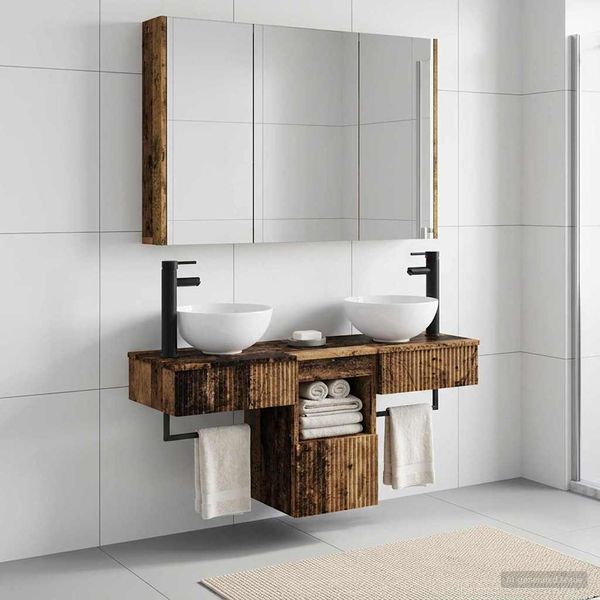vidaXL Set kabinetov do kúpeľne 4 pcs Staré drevo 103,5 x 15,5 x 70 cm