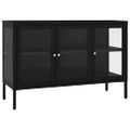 vidaXL Komoda čierna 105x35x70 cm oceľ a sklo