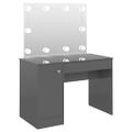 vidaXL Toaletný stolík s LED svetlami 110x55x145 cm MDF lesklý sivý