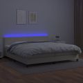 vidaXL Boxspring posteľ s matracom a LED krémová 200x200 cm umelá koža