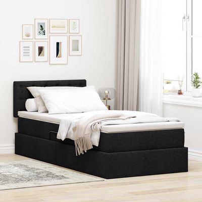 vidaXL Postel s úložným prostorem a matrací Čierna 90 x 200 cm