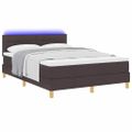 vidaXL LED box s pružinami s LED pásikmi Tmavohnedá 140 x 190 cm látka