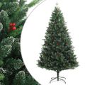 vidaXL Umelý výklopný vianočný stromček s červenými plodmi 180 cm