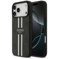 Puzdro Guess 4G s potlačou pruhov MagSafe pre iPhone 17 Pro Max čierne