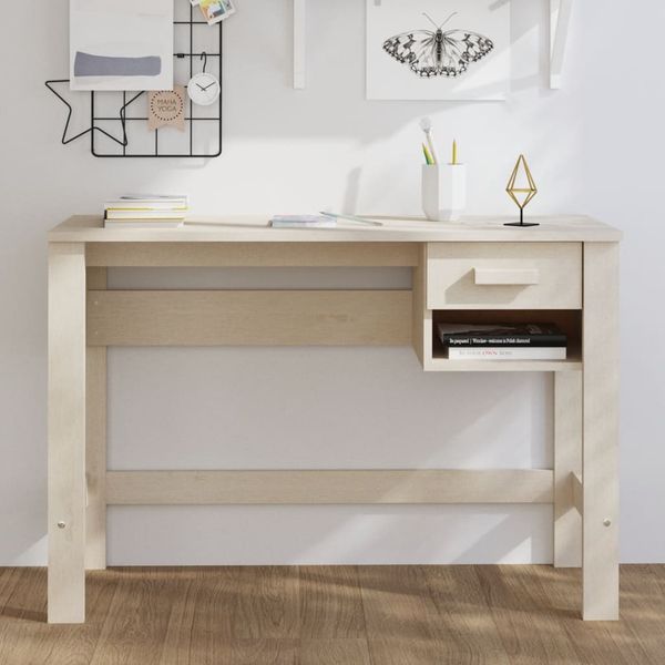 vidaXL Písací stôl HAMAR, medovo hnedý 110x40x75 cm, borovicový masív