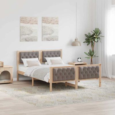 vidaXL Rám postele Sivohnedá 140 x 200 cm Masívne borovicové drevo