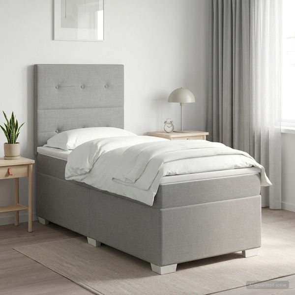vidaXL Posteľ s boxspringom a matracom a LED Svetlosivá 90 x 190 cm