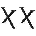 vidaXL Nohy konferenčného stolíka v tvare X, 2 ks, čierne, 70 x (42-43) cm, oceľové
