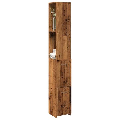 vidaXL Kúpeľňová skrinka Old Wood 25x25x170 cm Engineered Wood