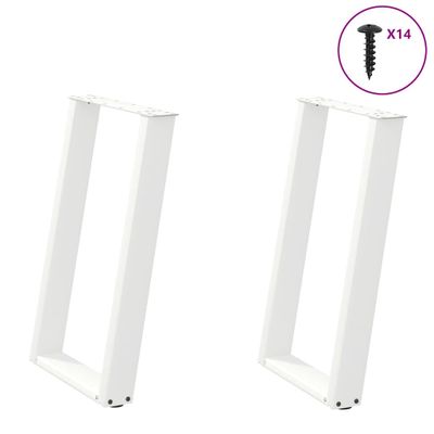 vidaXL Nohy k jedálenskému stolu v tvare U, 2 ks, biele, 50 x (72-73) cm, oceľové