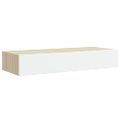 vidaXL Nástenná zásuvková polica dubová a biela 60x23,5x10 cm MDF