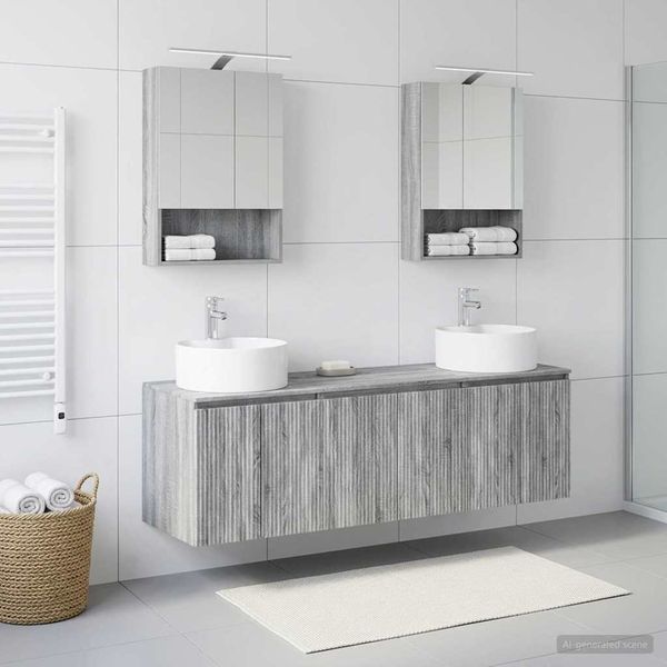vidaXL Set kabinetov do kúpeľne 5 pcs Sivý Sonoma Kompozitné drevo