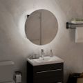 vidaXL Kúpeľňová skrinka s okrúhlym zrkadlom a LED čierna 40x40x17,5cm