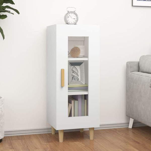 vidaXL Komoda biela 34,5x34x90 cm spracované drevo