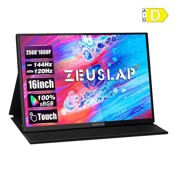Prenosný monitor ZEUSLAP P16KT s 16-palcovým dotykovým displejom s obnovovacou frekvenciou 144 Hz