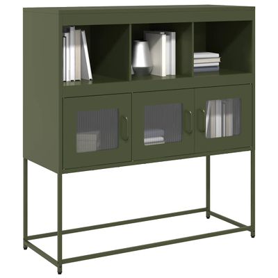 vidaXL Komoda olivovozelená 100,5x39x107 cm oceľ valcovaná za studena