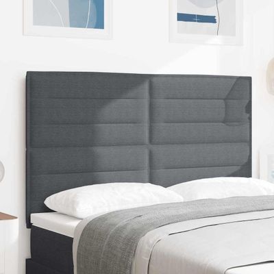 vidaXL LED hlavová doska Tmavo šedá 144 cm Kordúrová tkanina
