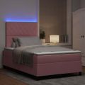 vidaXL LED box s pružinami s matracmi Ružová 120 x 190 cm Zamat