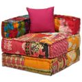 vidaXL 2-miestna modulárna taburetka, patchwork, látka