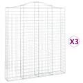 vidaXL Oblúkový gabionový kôš 3 ks 200x30x220/240cm pozinkované železo