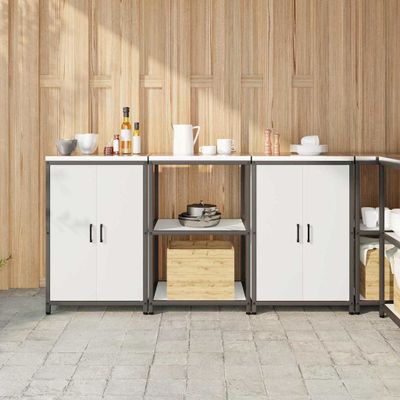 vidaXL Kuchynský úložný set HATTEM 3 pcs Biela Studený valcovaný oceľ