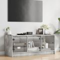 vidaXL TV skrinka so sklenenými dvierkami betónovo sivá 102x37x42 cm
