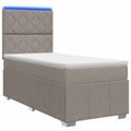 vidaXL LED boxspring posteľ s matracom Sivohnedá 80 x 200 cm Látka