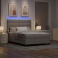 vidaXL LED box s pružinami Sivohnedá 140 x 200 cm látka