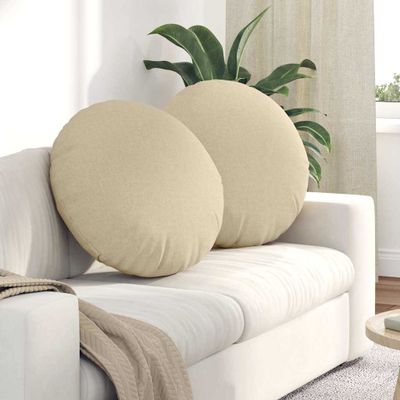 vidaXL Vankúše na sedenie 2 pcs Krémová Ø60 x 21 cm látka
