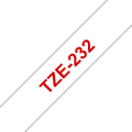 Brother - Originálna kazeta s páskou TZE-232, červený tlač na bielom, šírka 12