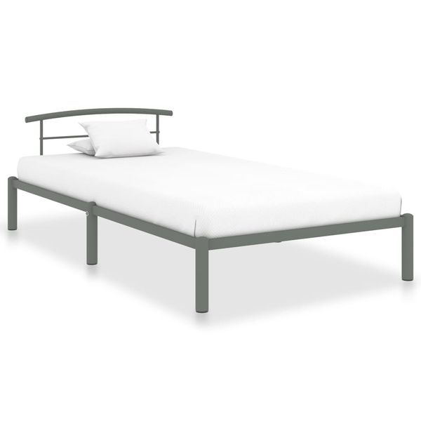 vidaXL Posteľný rám, sivý, kov 90x200 cm