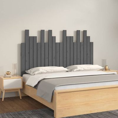 vidaXL Nástenné čelo postele sivé 127,5x3x80 cm masívna borovica